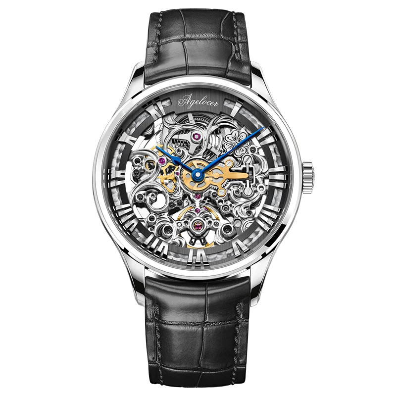 Agelocer Schwarzwald Men‘s Double-Sided Skeleton Automatic Mechanical Watch