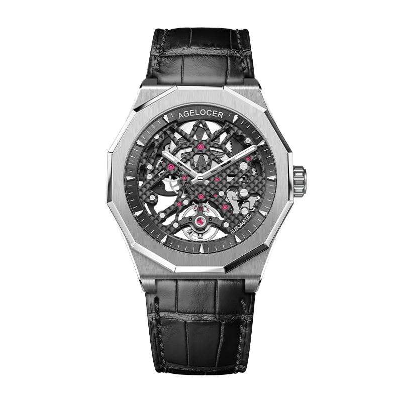 Agelocer Schwarzwald Men's Double Skeleton Automatic Mechanical Watch - Ceramic Bezel (us warehouse)