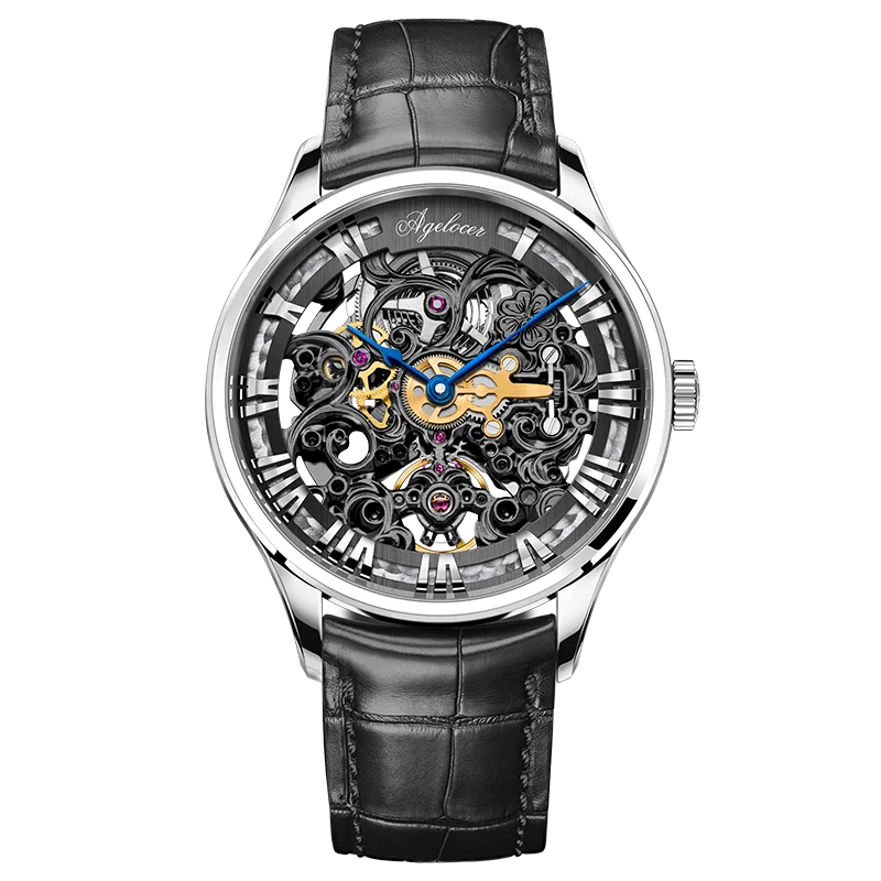 Agelocer Schwarzwald Men‘s Double-Sided Skeleton Automatic Mechanical Watch