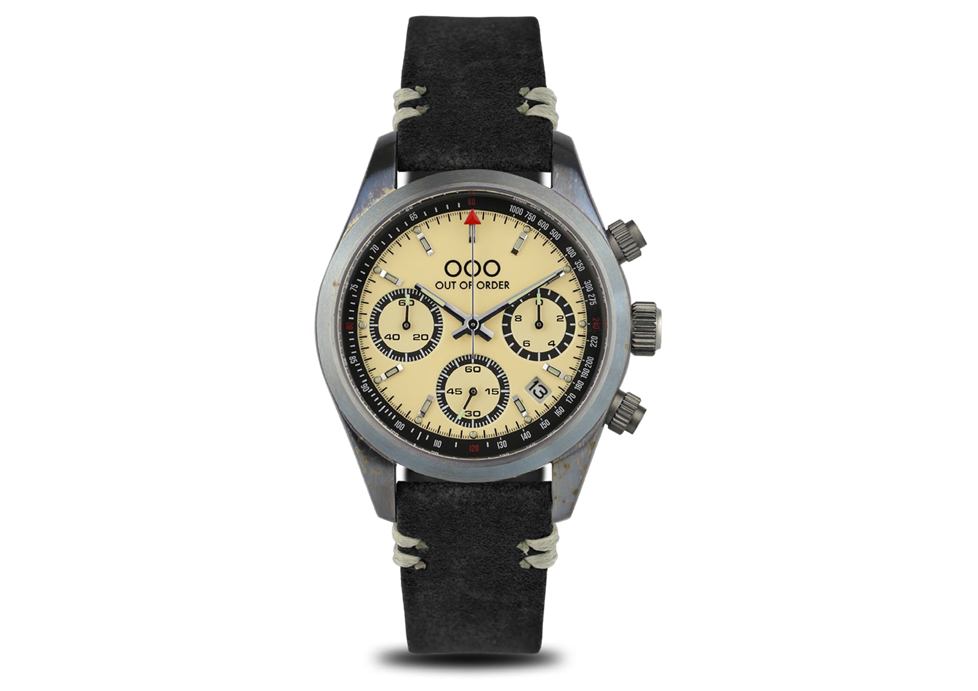 CREAM SPORTY CRONOGRAFO - BLACK LEATHER STRAP