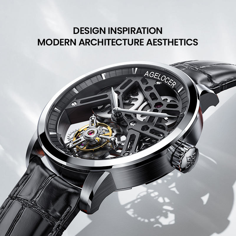 Agelocer 9001 Free-Sprung Original Manual Winding Flying Tourbillon Watch For Men （US Warehouse）