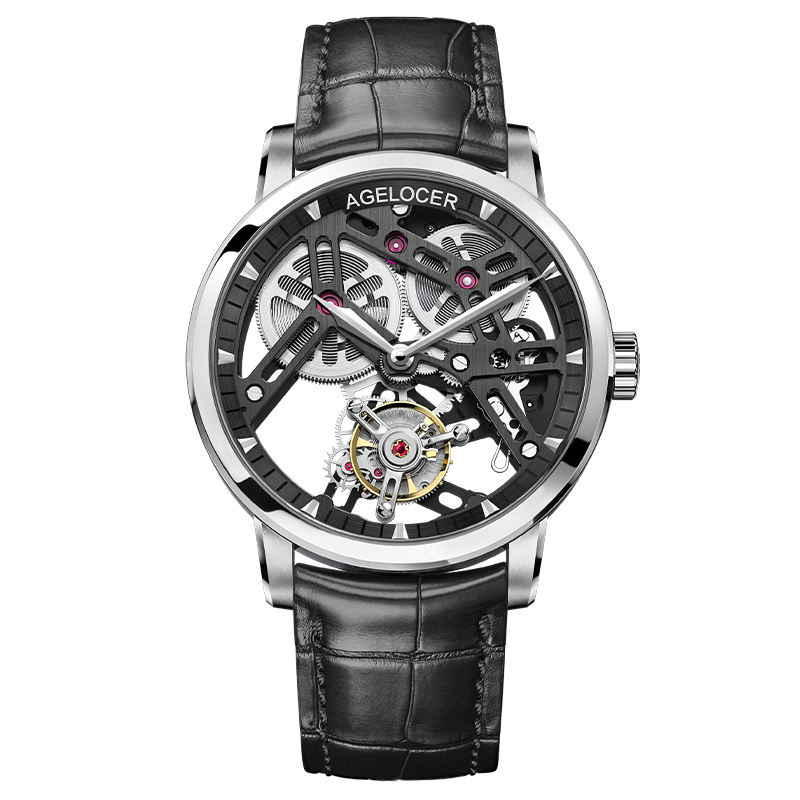 Agelocer 9001 Free-Sprung Original Manual Winding Flying Tourbillon Watch For Men