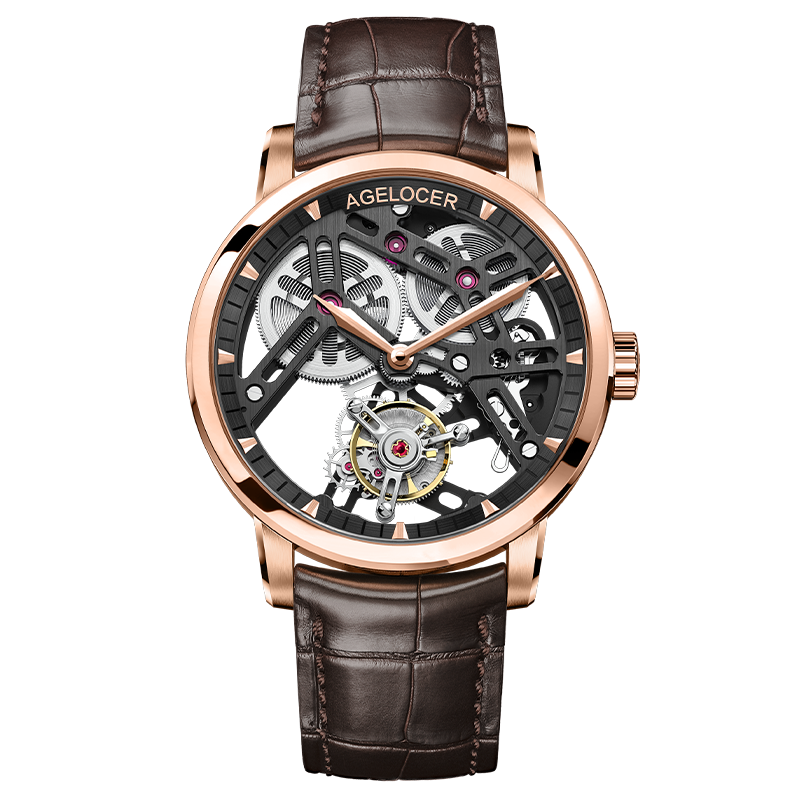 Agelocer 9001 Free-Sprung Original Manual Winding Flying Tourbillon Watch For Men