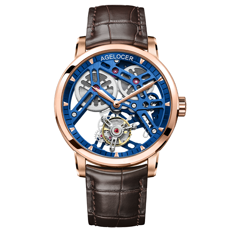 Agelocer 9001 Free-Sprung Original Manual Winding Flying Tourbillon Watch For Men